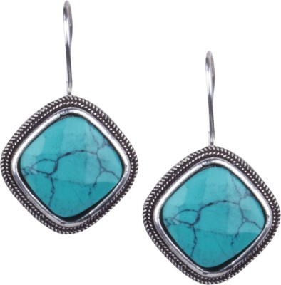 piah fashion Piah Fashion oxidised Silver With Sky blue Stone Dangling Earring For Women Alloy Stud Earring