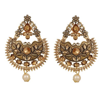 piah fashion Piah Gold-Plated LCT Beaded Dangle & Drop Earrings For Women Pearl Brass Drops & Danglers