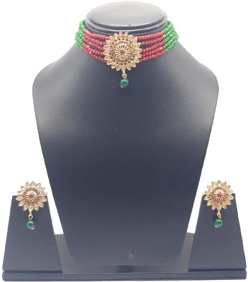 Vaishnavi collection Stone, Crystal Gold-plated Multicolor Jewellery Set(Pack of 1)