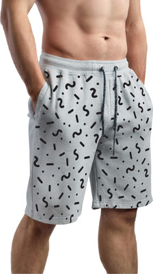 HOTFITS Printed Men Grey Basic Shorts