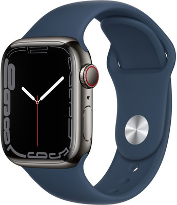 APPLE WatchSeries7(GPS+Cellular-41mm) GraphiteStainlessSteel Case AbyssBlueSportBand(Grey Strap, Regular)