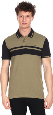 FLYING MACHINE Colorblock Men Polo Neck Grey T-Shirt