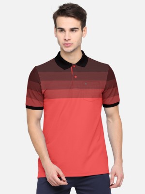 Bullmer Self Design Men Polo Neck Red T-Shirt