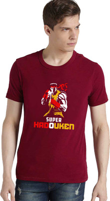 BRATMA Printed Men Round Neck Maroon T-Shirt