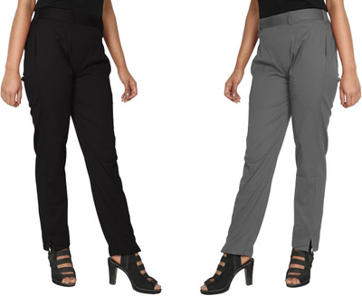 PINOVO Regular Fit Women Black, Grey Trousers