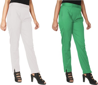 PINOVO Regular Fit, Relaxed Women White, Green Trousers