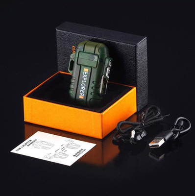 Huayue ™ Rechargeable Waterproof Lighter Pocket Lighter Flameless Electric Double Arc USB Rechargeable-Windproof-No Butane-Ideal Lighter for Indoor and Outdoor Cigarette Lighter(Green) Huayue ™ Rechargeable Waterproof Lighter Pocket Lighter Flameless Electric Double Arc USB Rechargeable-Windproof-No Butane-Ideal Lighter for Indoor and Outdoor Cigarette Lighter(Green)