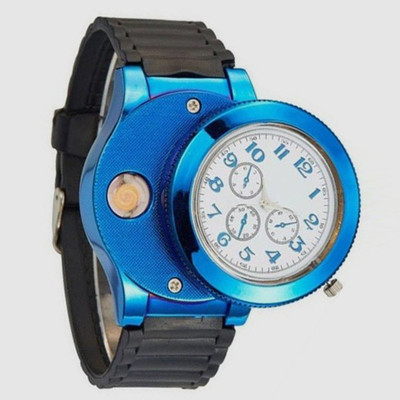 FITUP ™ USB Charging Cigarette hand Watch Electronic Watch lighter Multi-function Electric Cigarette Lighter | Clock Sports USB Rechargeable Lighter Camp Fire Windproof Flameless Cigarette Lighter Hand Watch Lighter Flame less | Beautiful Gifting Purpose For Cigarette Users Lovers Cigarette Lighter(