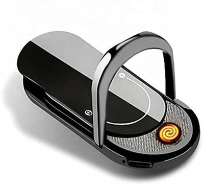 TECHEL 21 _USB Rechargeable Cigarette Lighter Mobile Phone Holder Lighter Universal Mobile Phone Ring Buckle Bracket Lighter Flameless Windproof with Metal Phone Ring Stand Holder Smoking Set for Men Stylish Pocket Lighter Pocket Lighter(BLACK)