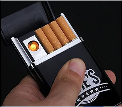Eyuvaa Stylish Cigarette Case with Lighter, 2 in 1 USB Lighter Cigarette Box for Men Pocket Lighter(Flameless Windproof Lighters Hold Regular Cigarettes)