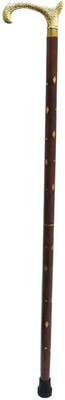 AntiqueHouse beautiful curved brass handle solid wood stick Walking Stick