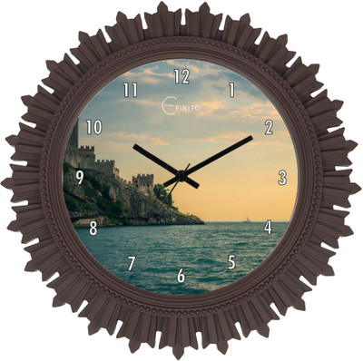 Efinito Analog 46 cm X 46 cm Wall Clock(Brown, With Glass, Standard)