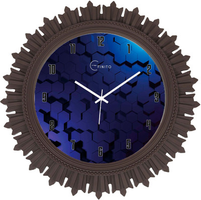 Efinito Analog 46 cm X 46 cm Wall Clock(Brown, With Glass, Standard)