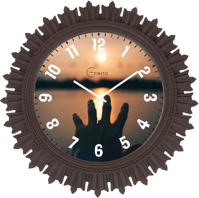 Efinito Analog 46 cm X 46 cm Wall Clock(Brown, With Glass, Standard)