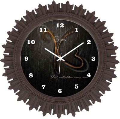 Efinito Analog 46 cm X 46 cm Wall Clock(Brown, With Glass, Standard)