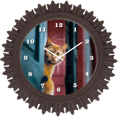 Efinito Analog 46 cm X 46 cm Wall Clock(Brown, With Glass, Standard)