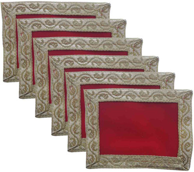 SK Craft Red Velvet Cloth for Pooja/Temple Aasan Cloth/Chowki Aasan Kapda for puja/Altar Cloth for Puja-(Size: 10 x 8 cm) (Pack of 6) Altar Cloth(Pack of 6)