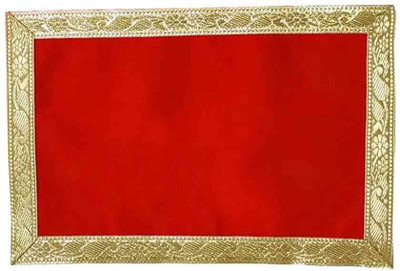 SK Craft Red Velvet Cloth Asan for Pooja | Red Velvet Pooja Chowki Asan-Size 35x30 (LxW) cm Altar Cloth