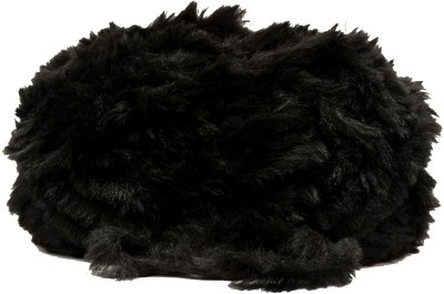 PRANSUNITA Super Soft Faux Fur Chunky Wool Yarn for Knitting and Crochet Project, 100 gm (Black)