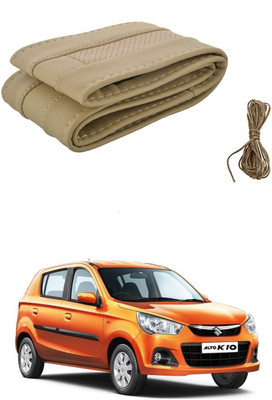 Auto Smart Look Hand Stiched Steering Cover For Maruti Alto K10(Beige, Leatherite)