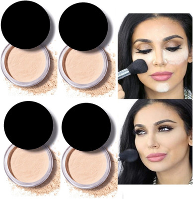 tanvi27 ultra smooth smudge proof fine loose powder pack of 4 Compact(SOFT IVORY, 48 g)