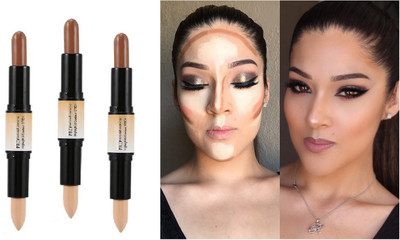 ADJD 3D Makeup Contour Highlight Stick Double-ended Contouring Highlighter Concealer Pen IVORY 3 Full Coverage Makeup  Concealer(MULTI LORE, 12 g)