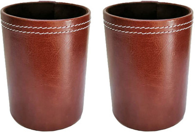 CPI 1 Compartments Leather Pen Pencil Stand(Brown, Brown)