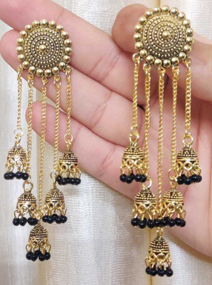 GLOSSARY COLLECTIONS Stylish & Party Wear Jhumkas Latest Collection 5 Layer Latkan earrings for Girls and Women. (Black Color) Brass Jhumki Earring Metal, Alloy Drops & Danglers