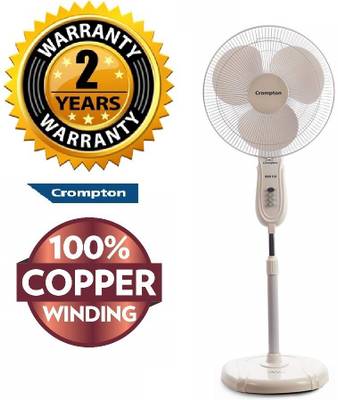 CROMPTON HIGH FLOW HIGH SPEED PEDESTAL FAN WITH 100% COPPER WIRING MOTOR 400 mm Silent Operation 3 Blade Pedestal Fan  (KD WHITE, Pack of 1)