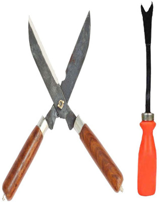 ERIN Gardening Tool set Pack of 2 Pcs Contains – Heavy Duty Hedge Shear Cutter / Grasss Cutter with Comfort Grip & Weeder Garden Tool Kit(2 Tools)