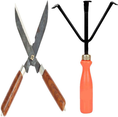 ERIN Gardening Tool set Pack of 2 Pcs Contains – Heavy Duty Hedge Shear Cutter / Grasss Cutter with Comfort Grip & Cultivator Garden Tool Kit(2 Tools)
