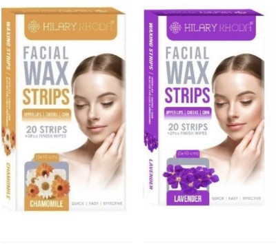 Hilary Rhoda FACIAL WAX STRIPS CHAMOMILE + LAVENDER ( PACK OF 2 ) Strips(40 Strips, Set of 2)
