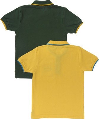 Cub McPaws Boys Solid Cotton Blend Regular T Shirt(Multicolor, Pack of 2)