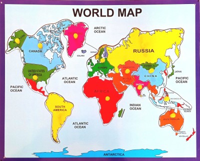 MECDOIT INTERNATIONAL World Map Puzzle with Countries Name Made By Wooden Board(Multicolor)