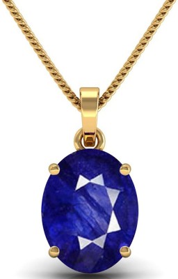 S KUMAR GEMS & JEWELS Certified Natural Best Quality 7.25 Ratti or 6.70 Carat Natural Blue Sapphire (Neelam) Gemstone Panchdhatu Pendant For Men And Women Gold-plated Sapphire Alloy