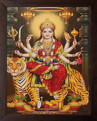 CRAFTSCORNER DURGA MAA PHOTO FRAME | DURGA MAA PAINTING | DURGA MAA PHOTO FRAME FOR POOJAN Religious Frame