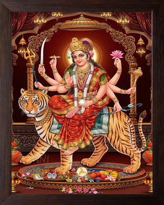 DARVIN DURGA MAA PHOTO FRAME | DURGA MAA PAINTING | DURGA MAA PHOTO FRAME FOR POOJAN Religious Frame