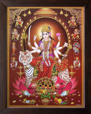 DARVIN DURGA MAA PHOTO FRAME | DURGA MAA PAINTING | DURGA MAA PHOTO FRAME FOR POOJAN Religious Frame