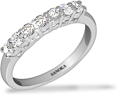 Sanoka Sterling Silver Swarovski Zirconia Silver Plated Ring