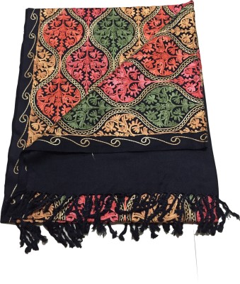 BKRKJ Wool Embroidered Women Shawl(Black)