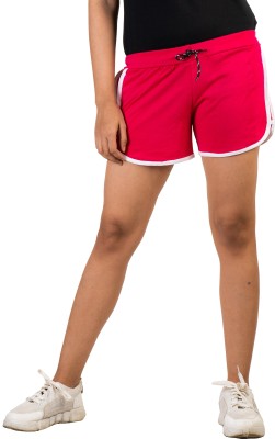 POWERmerc Solid Women Pink Regular Shorts