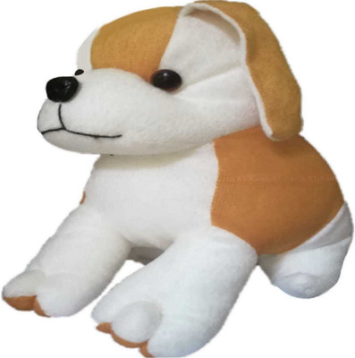 KT-kartik Plain Brown Dog Puppy Pug kutta Soft Stuffed Toy  - 21 cm(Brown, White)