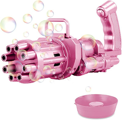 Richuzers 8-Holes Gatling Bubble Gun Electric Bubble Maker with 1Solution,Toy Bubble Maker Water Gun(Multicolor)