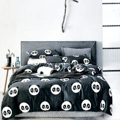 Mittan Traders 280 TC Polycotton Double Solid Flat Bedsheet(Pack of 1, Panda Black)