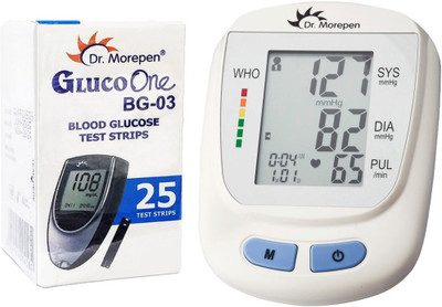 Dr. Morepen Dr Morepen Bp 09 Monitor and BG 03 Glucometer Test Strips 25 pack of 1 BP09 & BG03 25 test strips Bp Monitor(White)