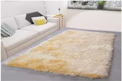 SR Handloom Gold Polyester Carpet(3 ft,  X 5 ft, Rectangle)