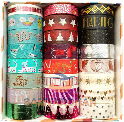Samvardhan 24 Rolls Cute Washi Tape Set Small Washi Tape Set (Manual)(Multicolor)