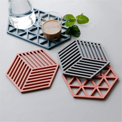 SHIDHMI Hexagon Reversible Rubber Coaster Set(Pack of 4)