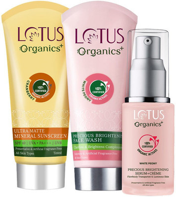 Lotus Organics+ Precious Face Wash, Face Serum & Sunscreen Combo(3 Items in the set)