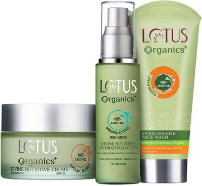 Lotus Organics+ Divine Nutritive Day Cream, Body Lotion & Face Wash Combo(3 Items in the set)